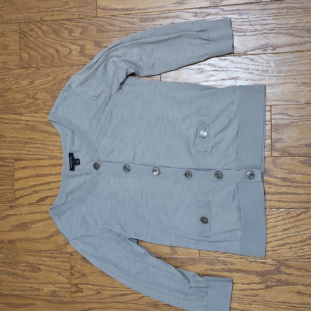 Banana Republic Light Gray Cotton Button Front Cardigan Women's Size Large